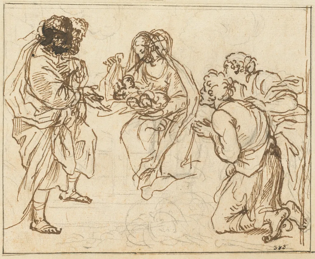 The Adoration of the Shepherds, by Agostino Masucci, chalk, 1724