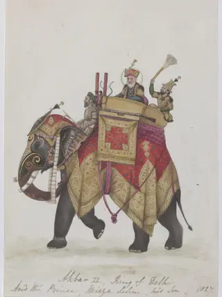 Akbar II on an elephant