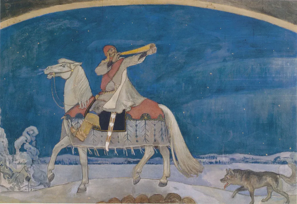 Kullervo Sets off for Battle, by Akseli Gallen-Kallela, tempera, 1901