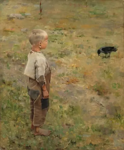 Poika ja varis, by Akseli Gallen-Kallela