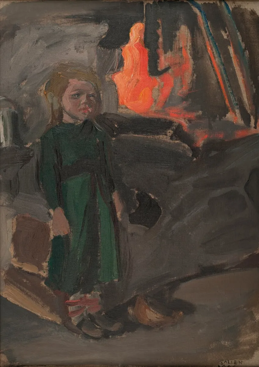Tyttö takan ääressä, by Akseli Gallen-Kallela, unspecified