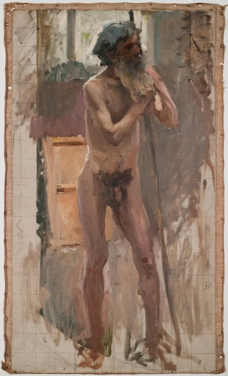 Vanhus, akatemiamalli, by Akseli Gallen-Kallela, unspecified