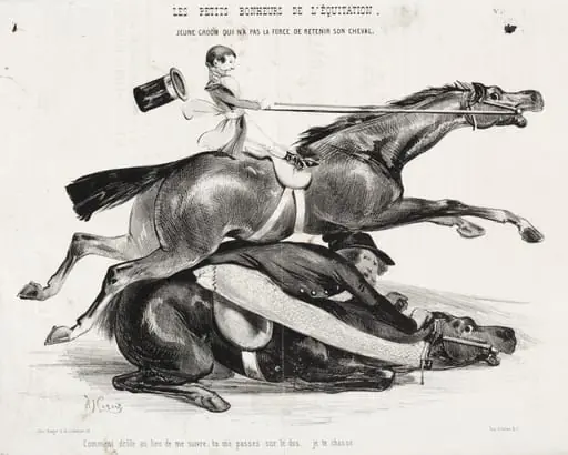 Les petits bonheurs de l'équitation: Jeune Groom qui n'a pas la force de retenir son cheval, by Alade Joseph Lorentz