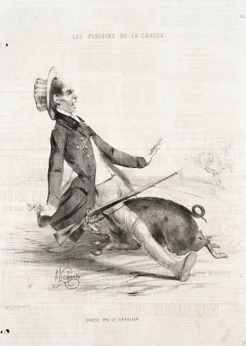 Les Plaisirs de la chasse: Chasse par le sanglier, by Alade Joseph Lorentz, 1842