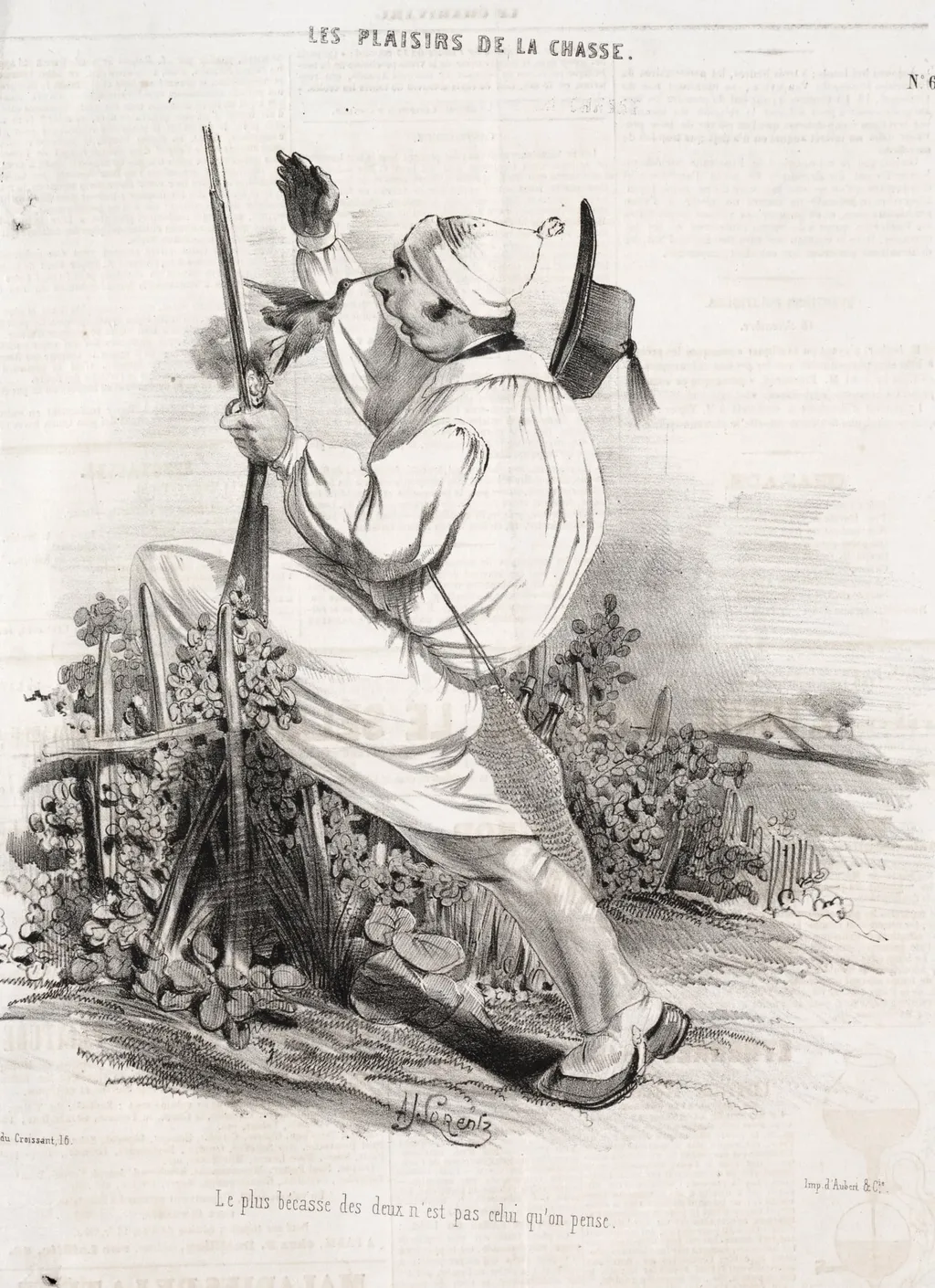 Les Plaisirs de la chasse: Le plus bécasse des deux n'est pas celui qu'on pense, by Alade Joseph Lorentz, 1842