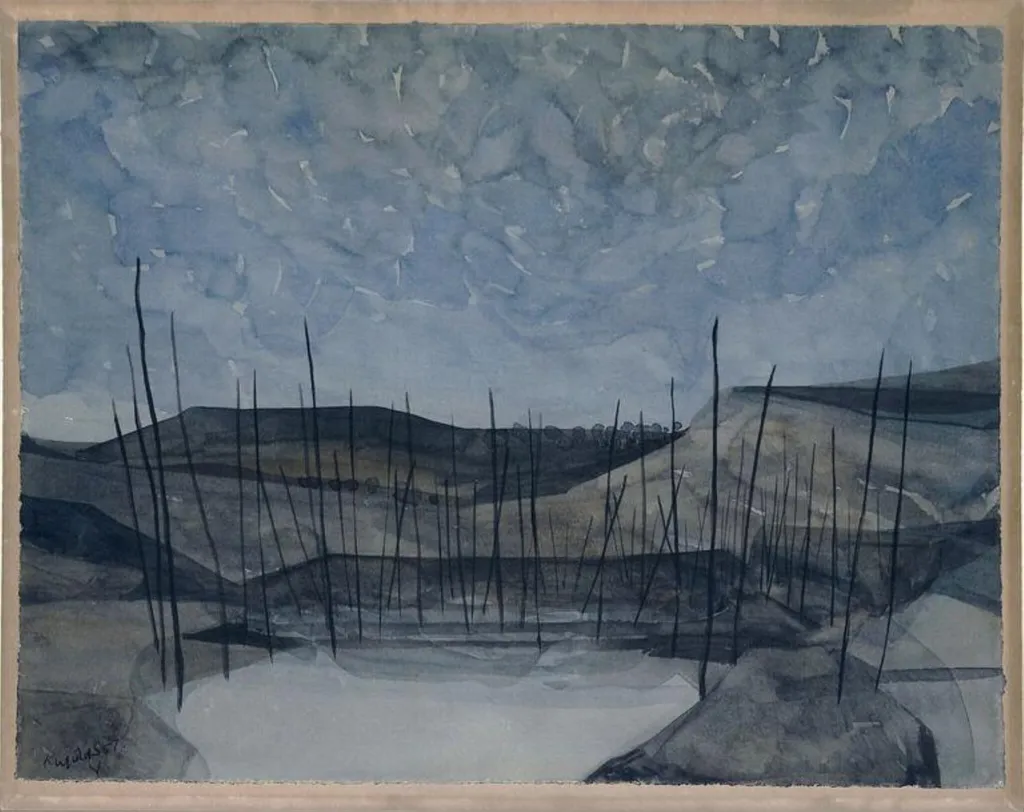 Hopgarden, by Alan Munro Reynolds, watercolor, 1957