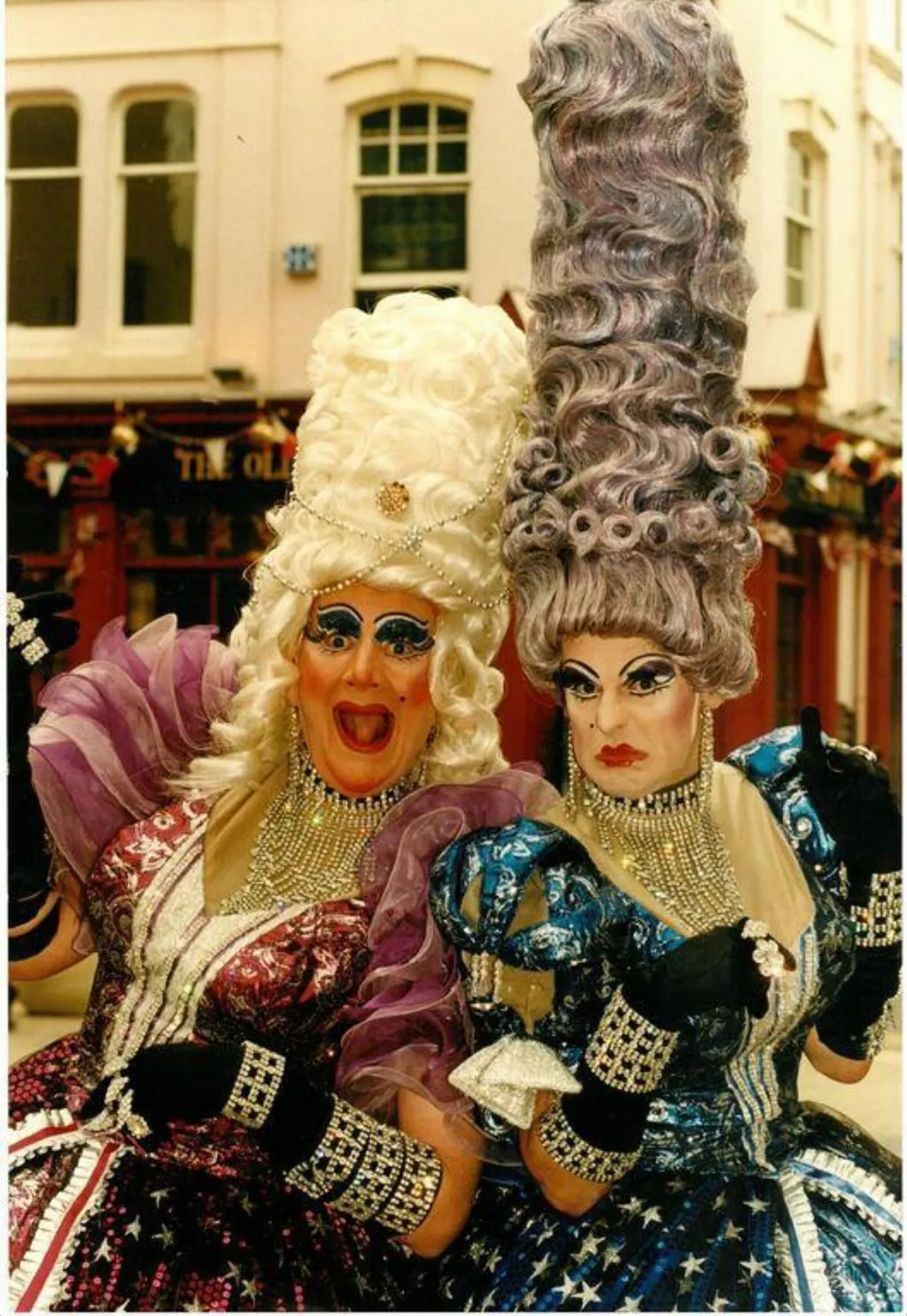 Nigel Ellacott and Peter Robbins as the Ugly Sisters in Cinderella. Photograph by Alan Wood Photography, by Alan Wood, photographic, 1995