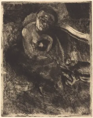 A Nude Woman in a Fur Wrap, by Albert Besnard