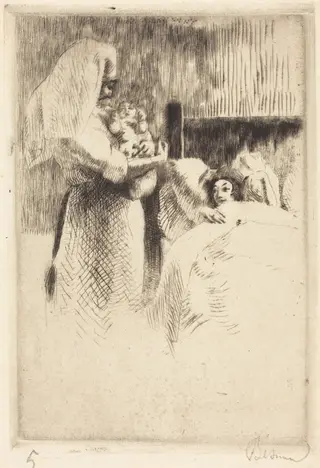 Birth Announcement for Anne-Élisabeth Besnard (Carte de naissance d'Anne-Élisabeth Besnard), by Albert Besnard