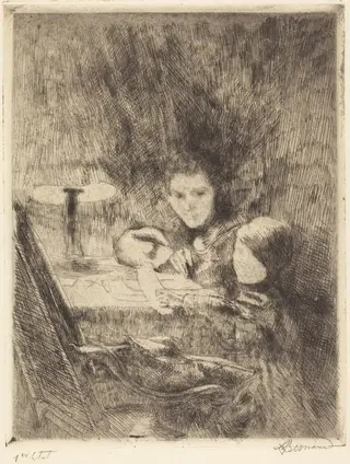 By the Lamp (Sous la Lampe), by Albert Besnard