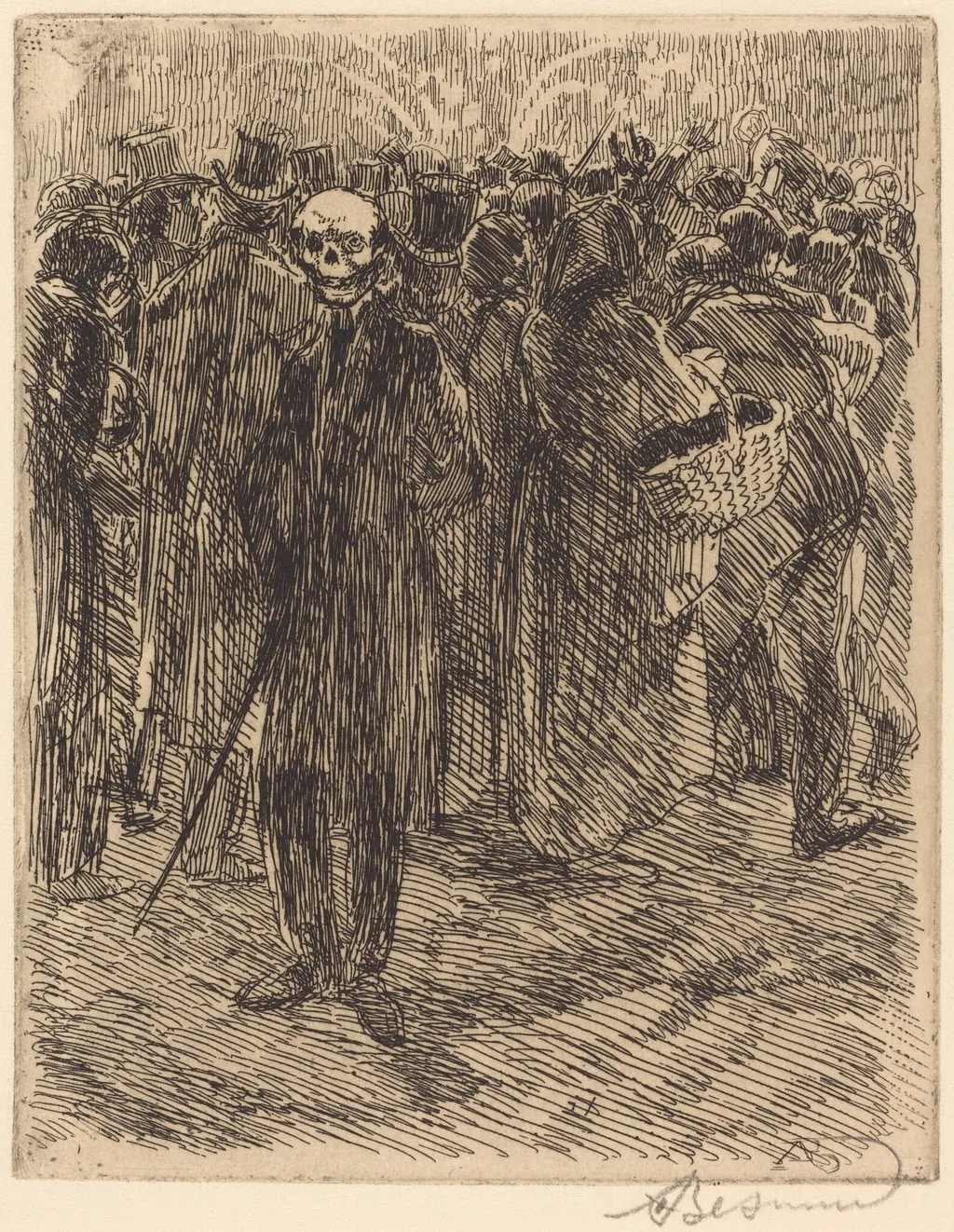 In the Crowd (Dans la foule), by Albert Besnard, ink, 1900