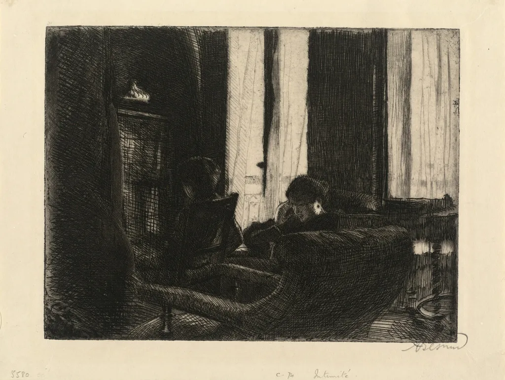Intimacy (Intimité), by Albert Besnard, ink, 1889