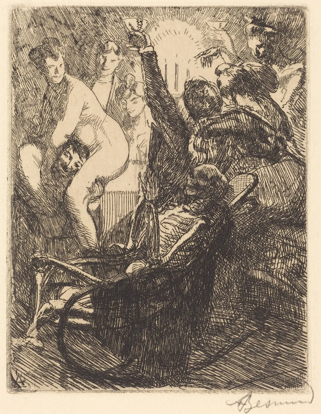 The Orgy (L'orgie), by Albert Besnard, ink, 1900