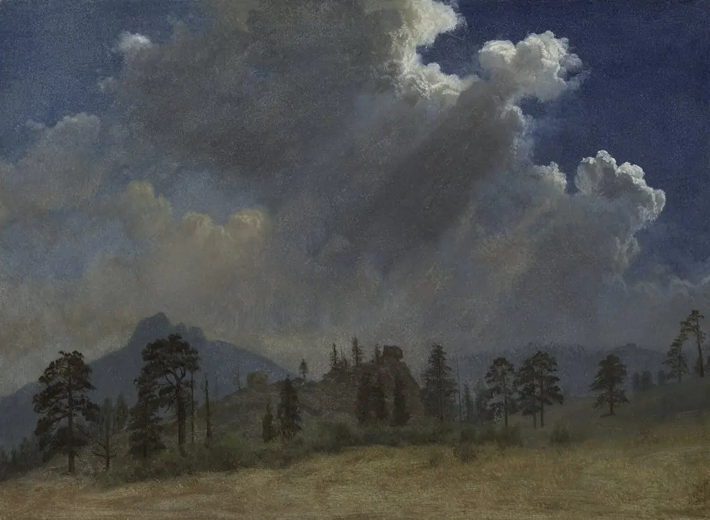 Fir Trees and Storm Clouds, by Albert Bierstadt