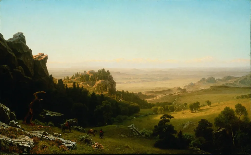View from the Wind River Mountains, Wyoming, by Albert Bierstadt, oil, 1860