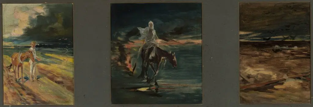 Black clouds. Death. Pestilence, triptych “Disaster”, sketch, by Albert Chmielowski