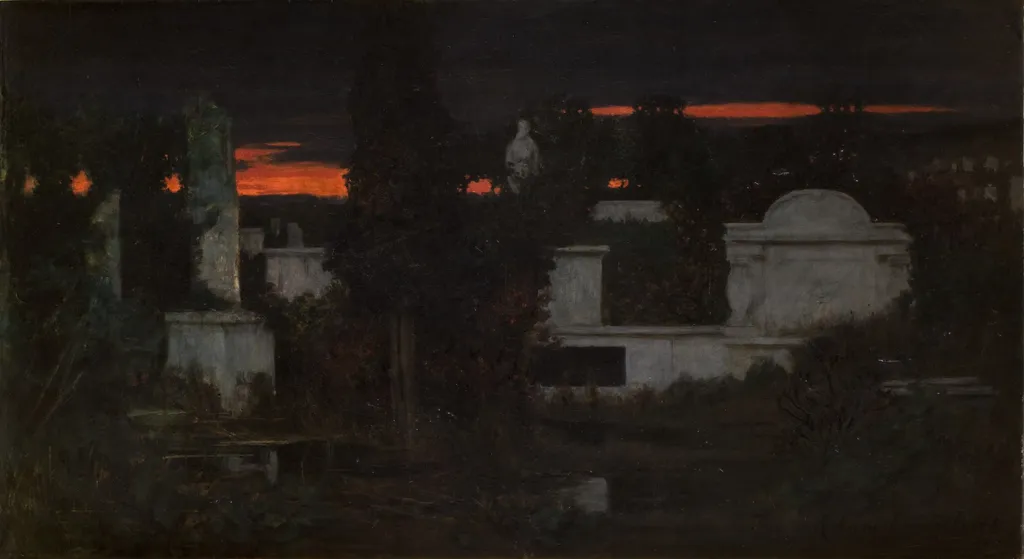 Italian Cemetery at Dusk, by Albert Chmielowski, oil, 1890