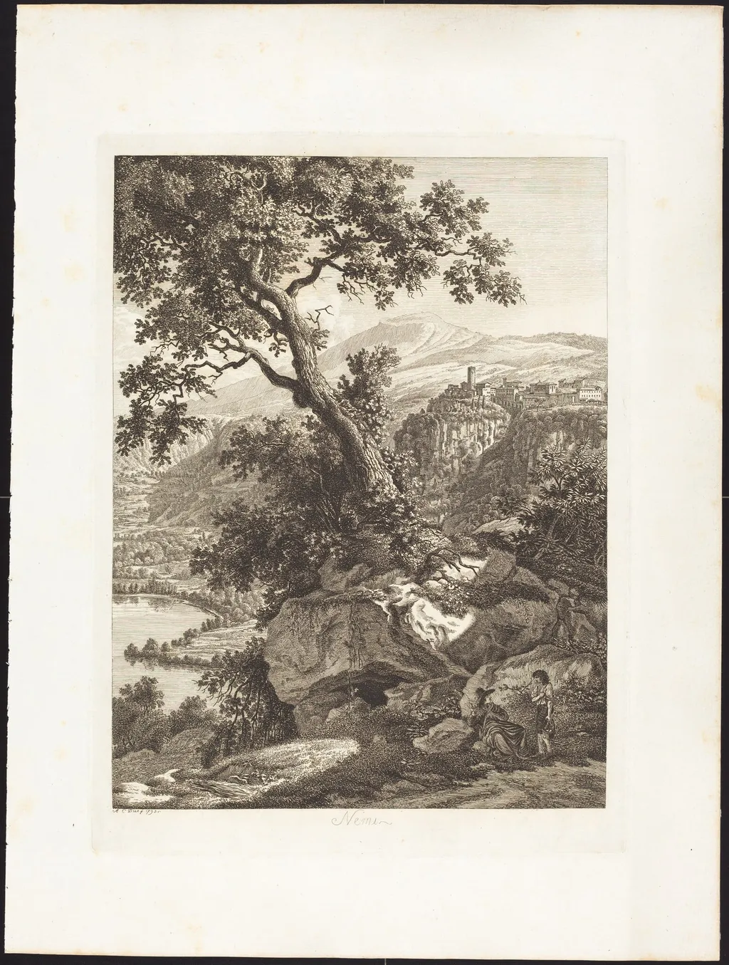 Nemi, by Albert Christoph Dies, ink, 1793