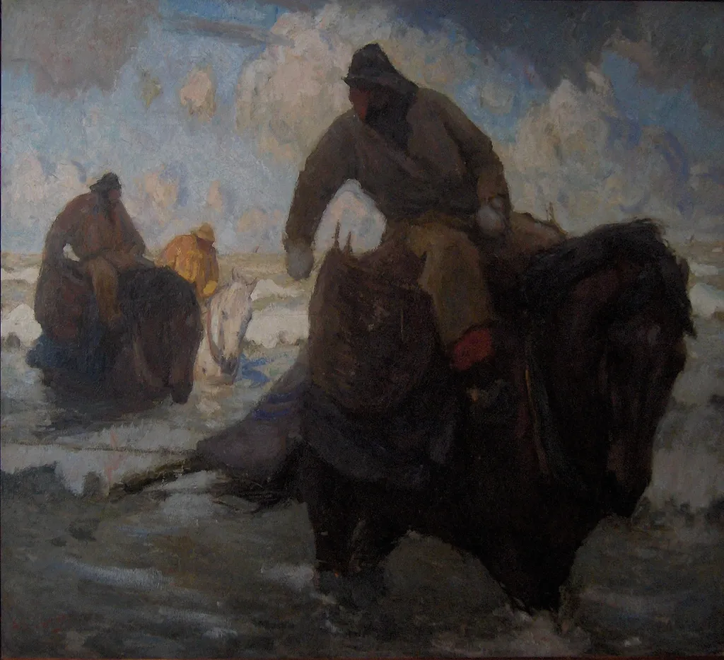 Shrimpers, by Albert Crahay, oil, 1907