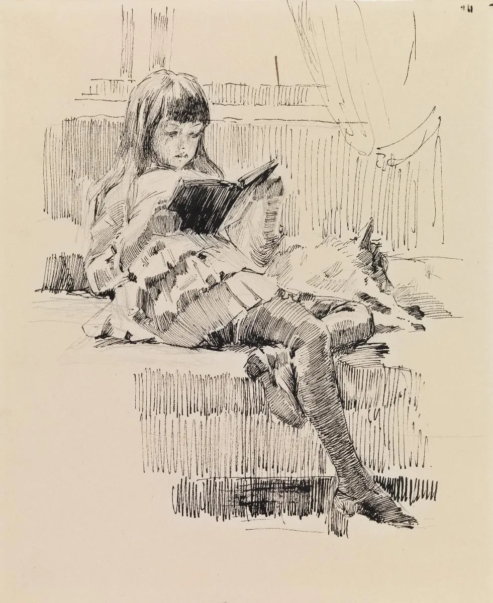 Berta Edelfelt, harjoitelma maalaukseen Hyvät ystävät (Berta ja Capi), by Albert Edelfelt, 1889