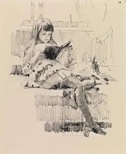 Berta Edelfelt, harjoitelma maalaukseen Hyvät ystävät (Berta ja Capi), by Albert Edelfelt