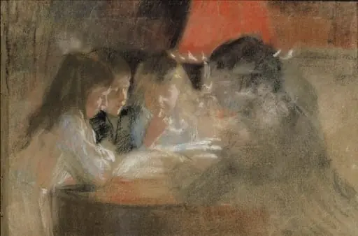 Brandtin lapset (Lampun ääressä), by Albert Edelfelt