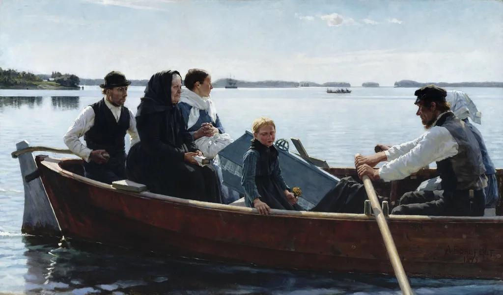 Conveying the Child's Coffin (A Child's Funeral), by Albert Edelfelt, oil, 1890