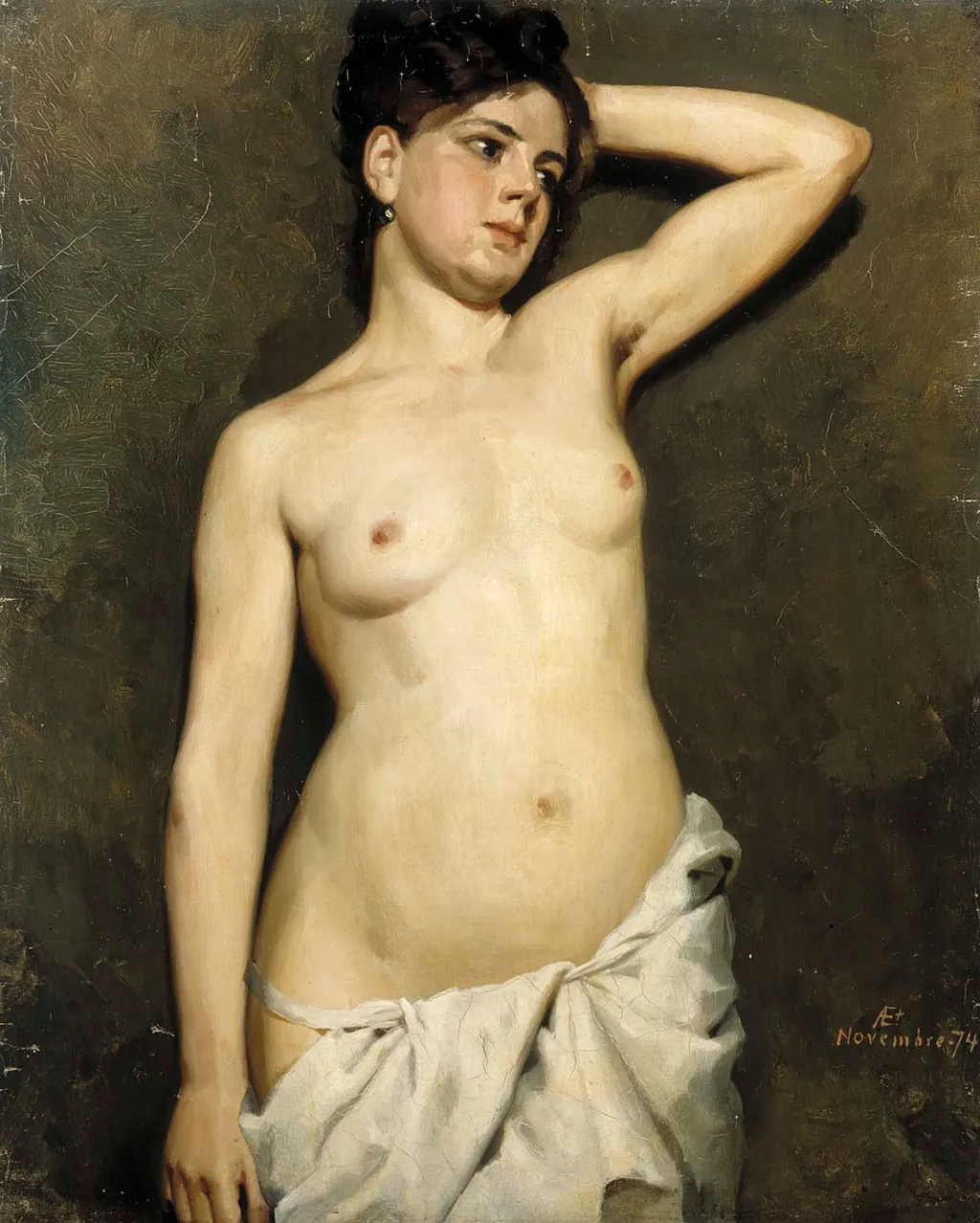 Female Nude, Study, by Albert Edelfelt, oil, 1874