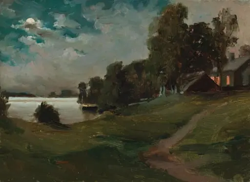 Haikon huvila kuutamossa, by Albert Edelfelt