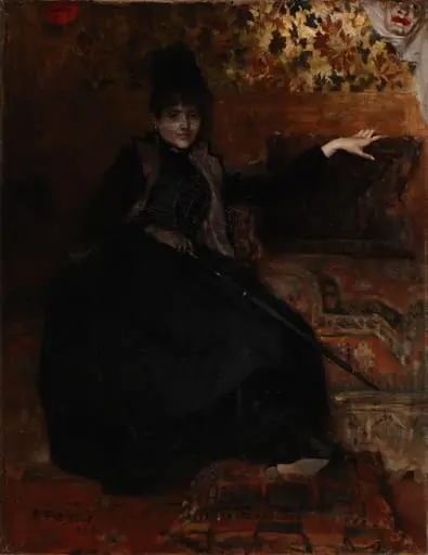 Istuva mustapukuinen nainen, "Thérèse noire", by Albert Edelfelt