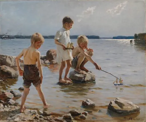 Leikkiviä poikia rannalla, by Albert Edelfelt