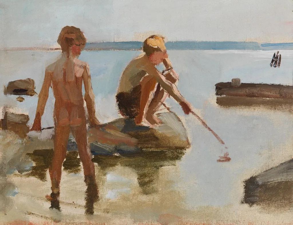 Luonnos teokseen Leikkiviä poikia rannalla, by Albert Edelfelt, unspecified, 1889