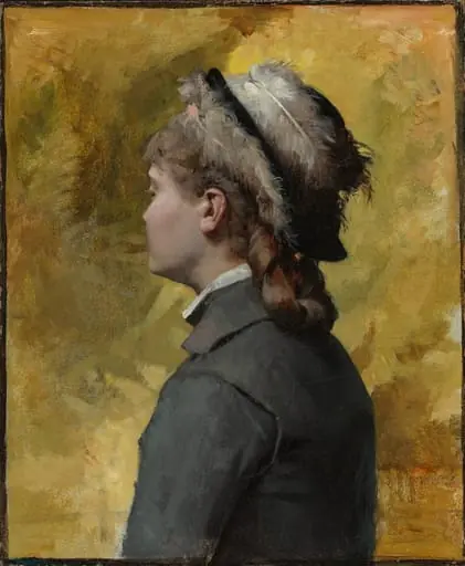 Nuori harmaapukuinen nainen, by Albert Edelfelt
