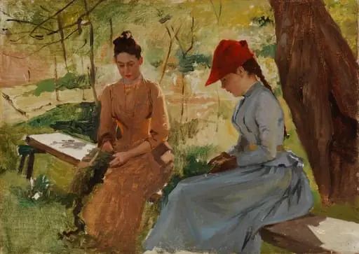 Seppeleitä sitovia tyttöjä, harjoitelma, by Albert Edelfelt