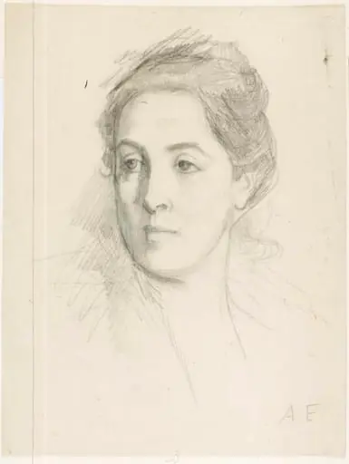 Taiteilijan vaimon muotokuvapää, harjoitelma maalausta varten, by Albert Edelfelt