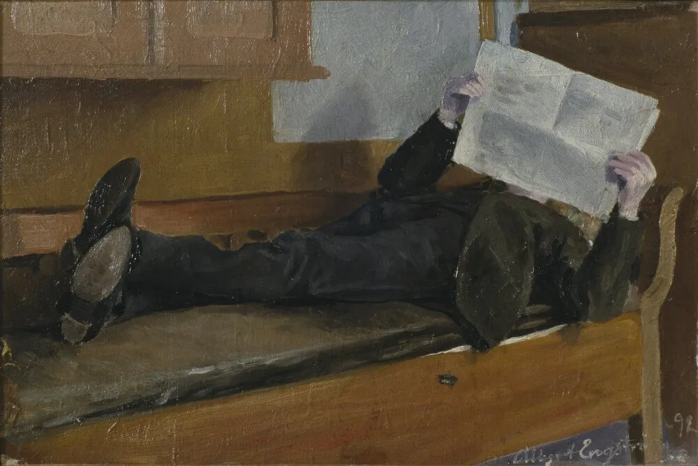 The Artist's Father, Reading a Newspaper, by Albert Engström, unspecified, 1896