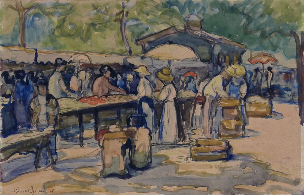 Market Stalls, by Albert Gleizes, watercolor, 1908