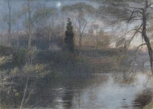 The Backs, Cambridge: Twilight Scene, by Albert Goodwin