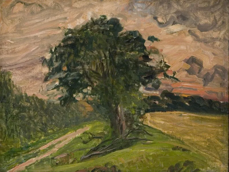 Aftenlandskab. Tisvilde, by Albert Gottschalk, oil, 1905