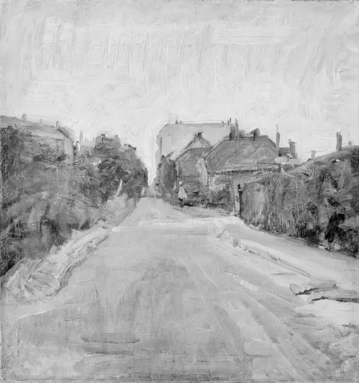 Gade. Udkanten af København, by Albert Gottschalk, oil, 1900