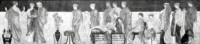 An Ancient Greek Audience Watching a Performance of 'Antigone' by Sophocles, by Albert Joseph Moore, tempera, 1867