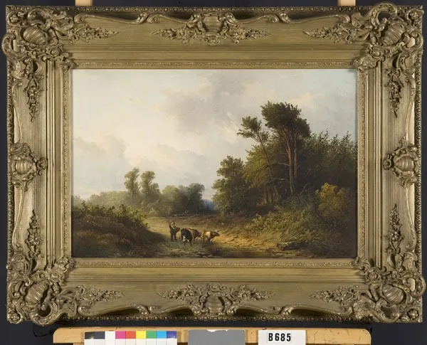 Landschap met veedrijver, by Albert Jurardus van Prooijen, oil, 1864