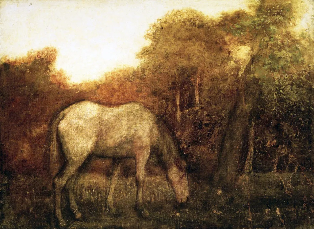 The Grazing Horse, by Albert Pinkham Ryder, oil, 1872
