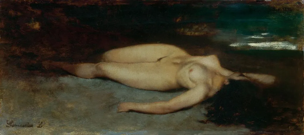 Akt am Strand / Abend, by Albert von Keller, oil, 1874