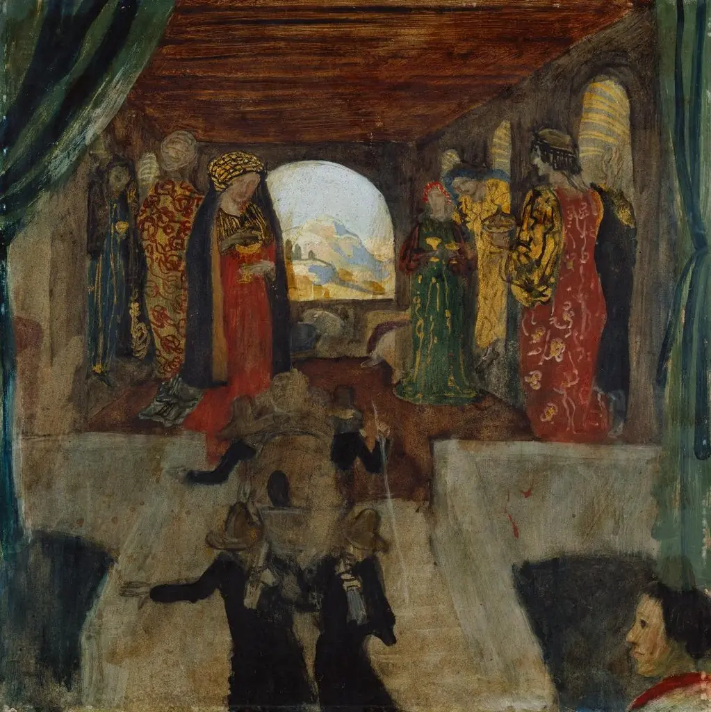 Auszug der Penaten. Entwurf, by Albert Welti