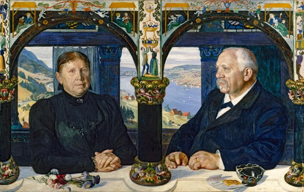 Die Eltern des Künstlers, by Albert Welti, tempera, 1900