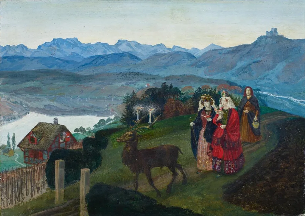 Die Königstöchter, by Albert Welti, tempera, 1900