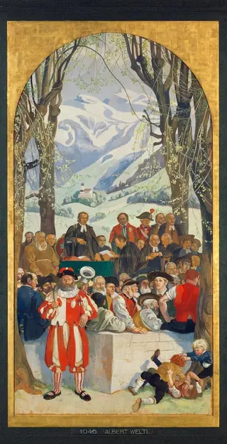 Obwaldner Landsgemeinde [drittes Bild, Mitte], by Albert Welti