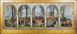 Obwaldner Landsgemeinde. Gesamtentwurf zum Wandgemälde in Bern, by Albert Welti