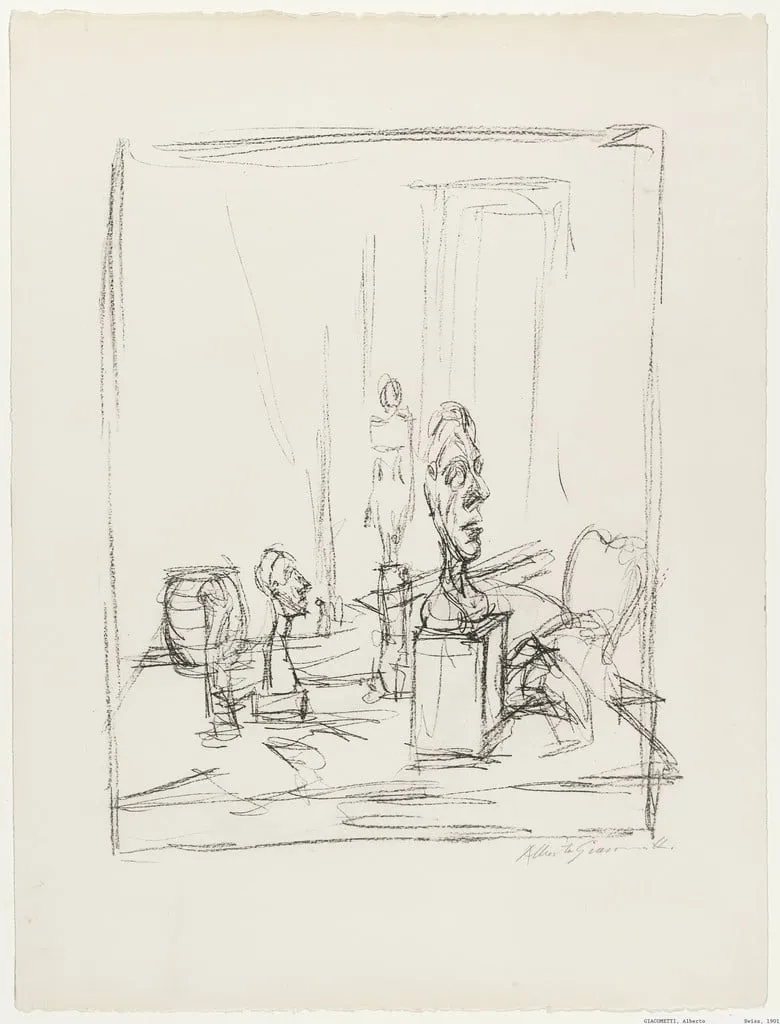 Untitled, by Alberto Giacometti, ink, 1956